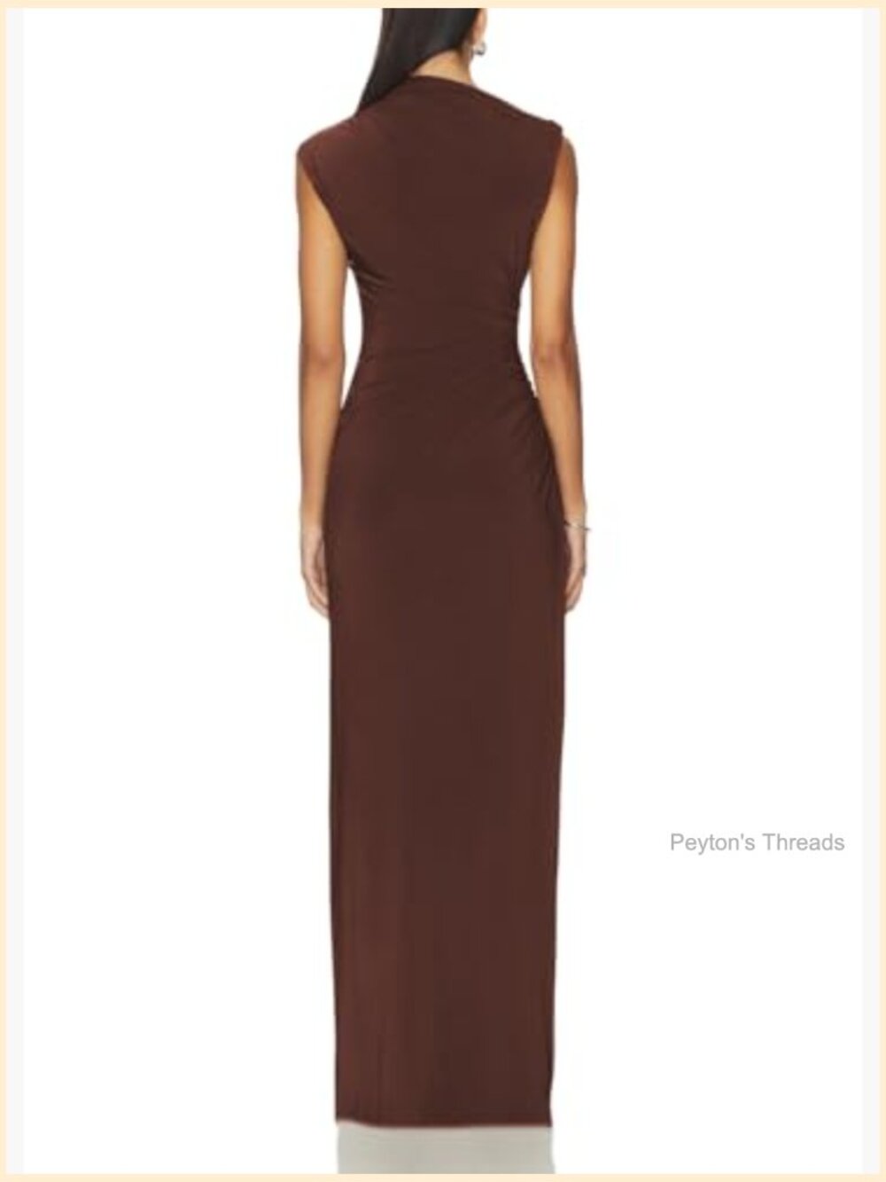 Ruched Bodycon Maxi Dress Sleeveless High Neck Cocktail Party Gown - Picture 4 of 5
